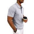 thumbnail image 5 of CBASIHI Mens Waffle Knit Polo Shirts- Quarter Zip Casual Performance Short Sleeve Summer Lightweight T-Shirt for Men Gray Size S-3XL, 5 of 8