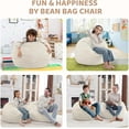 thumbnail image 3 of 3FT Bean Bag Chair, Comfy Bean Bag Chairs with Memory Foam Filled, Fluffy Beanbag Sofa with Dutch Velvet Cover, Round BeanBag Chairs for Living Room, Playroom- Grey, 3 of 10