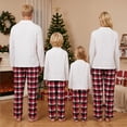 thumbnail image 4 of Family Matching Pajamas Set Solid Long Sleeve Lapel Tops Plaid Pants Holiday Pajamas Sleepwear, 4 of 10