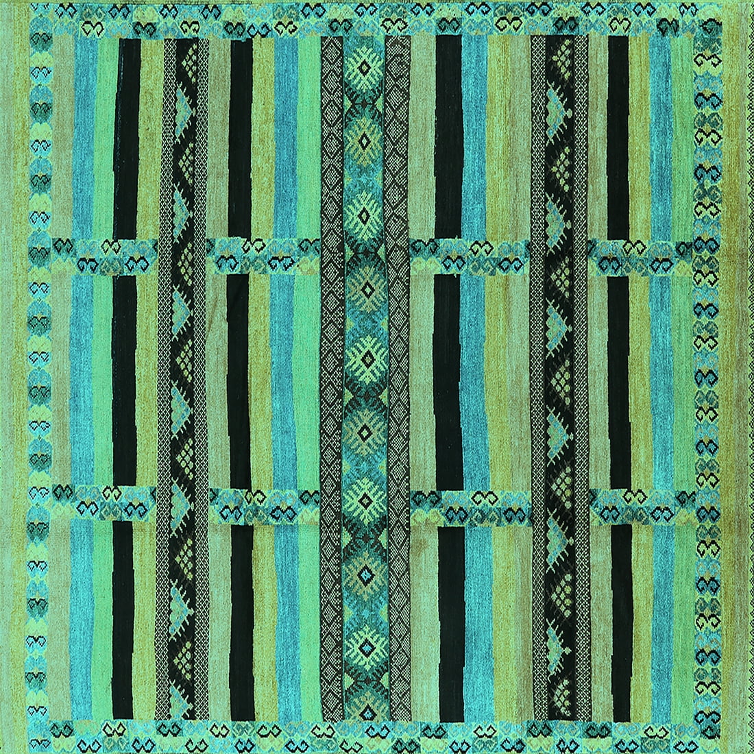 Ahgly Company Indoor Square Solid Turquoise Blue Modern Area Rugs, 8 ...