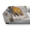 thumbnail image 3 of Fox Soft Flannel Fleece Blanket, Red Fox in Nature Snowy Mountain Cold Winter Scenery Wildlife Carnivore Image, Cozy Plush for Indoor and Outdoor Use, 60" x 80", Marigold Brown White, by Ambesonne, 3 of 6