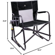 GCI Outdoor Freestyle Rocker XL Heavy Duty Folding Rocking Camping Chair, Pewter