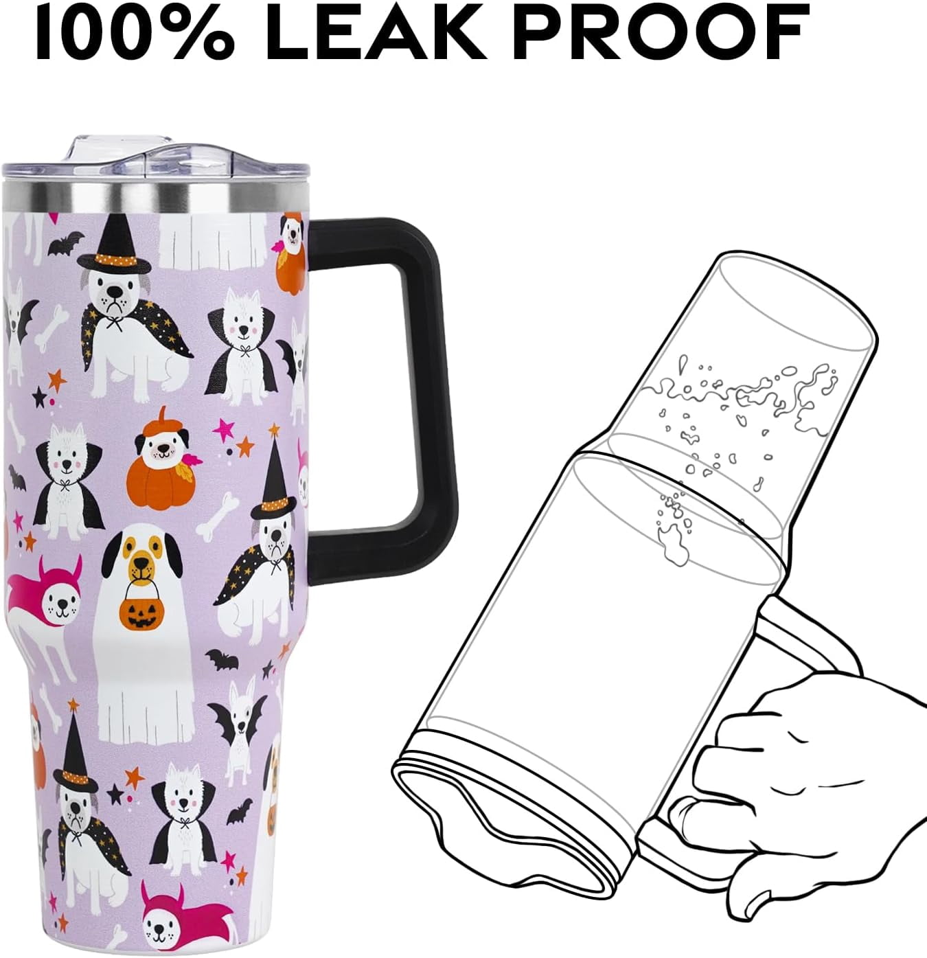 Christmas Gifts 40 oz Tumbler with Handle and Straw Lid,Cute Gifts for Women Santa Claus Sleigh Xmas Tree Vacuum Insulated Leak Proof Tumbler,Winter Holiday Accessories Stainless Steel Coffee Cup Mug