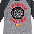 thumbnail image 3 of Hot Wheels - Valentine's I Wheelie Like You - Toddler And Youth Raglan Graphic T-Shirt, 3 of 5
