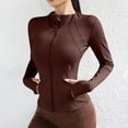 thumbnail image 2 of WMTBSRSW Women UPF 50+UV Rash Guard Swim Shirt Long Sleeve Slim Fit Fishing Hiking Outdoor Shirt Lightweight Sun Protection Zip up Jackets Brown Large, 2 of 7