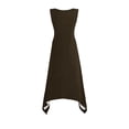 thumbnail image 4 of Arnsht Summer Casual Dresses for Women Plain Sleeveless Round Neck Midi Dress Swing Tank Sundress Pleated Tshirt Dress with Pockets Brown M, 4 of 8