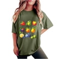 thumbnail image 2 of LEBONYARD Womens Tops Plus Size,Women's Fashion Summer Round Neck Drop Sleeves Leisure Short Sleeve Fruit Printing Tops Army Green S, 2 of 6