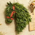 thumbnail image 5 of 16.53"x12.99" Christmas Winter Wreath, Farmhouse Horse Head Christmas Wreath, Equestrian Door Decor, Handmade Front Door Wreath, All-Season Horse Decor, Red Bow Accent, Unique Equestrian Gift, 5 of 10