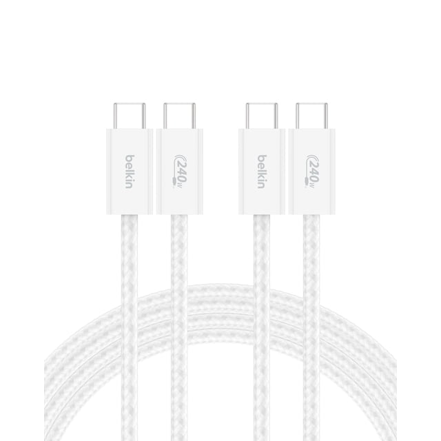 Cable USB C a USB C, paquete de 2 unidades, Belkin, 2 m, 240 W, blanco