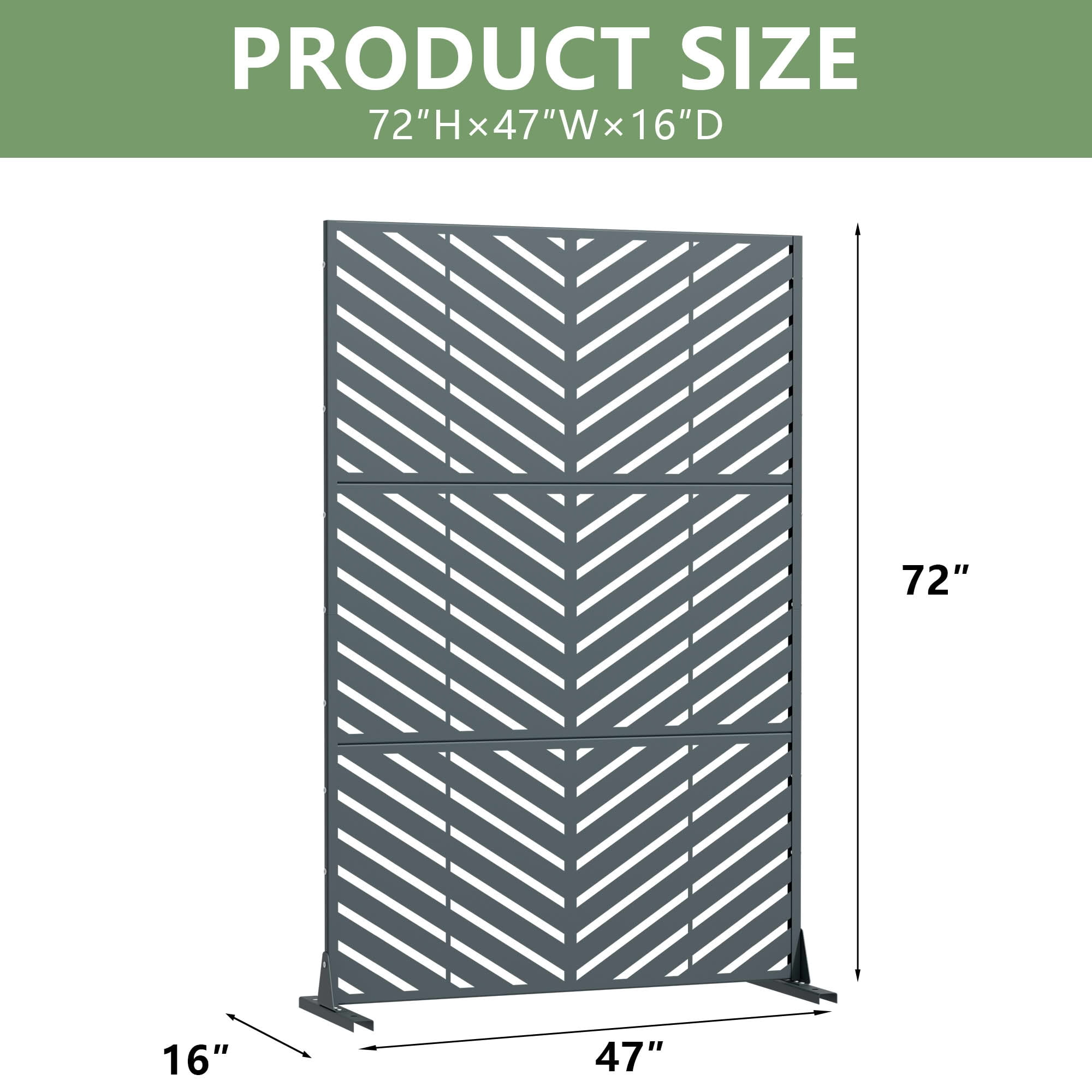 MAYEERTY Outdoor Metal Privacy Screen 6ft × 4ft Cambrian Rock Gray, 3-Panel Parallel Decorative Screen, Weatherproof for Patio