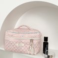 thumbnail image 5 of Bonita bolsa de cosméticos nicho de gran capacidad para artículos de tocador, fabricada en poliéster, 5 of 5
