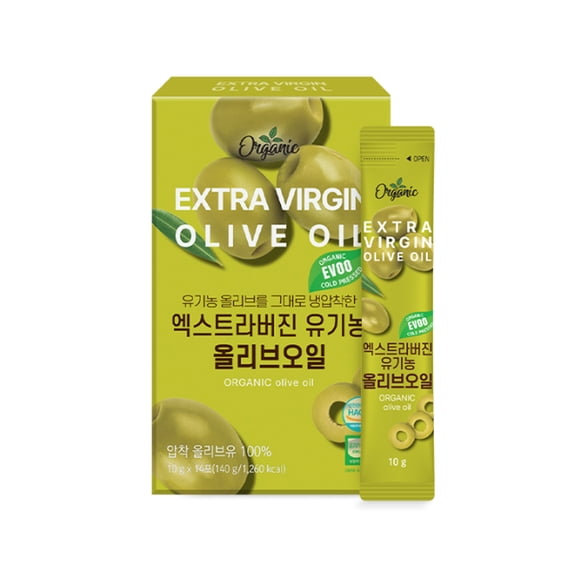 ChunhoNcare Organic Extra Virgin Olive Oil Stick Pack – 100% Cold Pressed Spanish Olive, Premium Coupage Blend, Single-Serve Daily Portion for Freshness & Nutrition (10g× 14sticks)