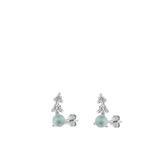 Sterling Silver Larimar Stud Earrings .925 New Jewelry Female Unisex