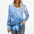 thumbnail image 2 of Drses Women's Puff Long Sleeve Tunic Tops Pleated Crew Neck Blouses Dressy Casual Loose Summer and Fall T-Shirts, 2 of 5