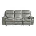 thumbnail image 2 of Lexicon Aram Faux Leather Double Reclining Sofa in Gray, 2 of 5