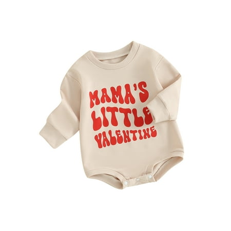 

Canis Baby Sweatshirt Romper with Long Sleeves and Letter Print for Valentine’s Day