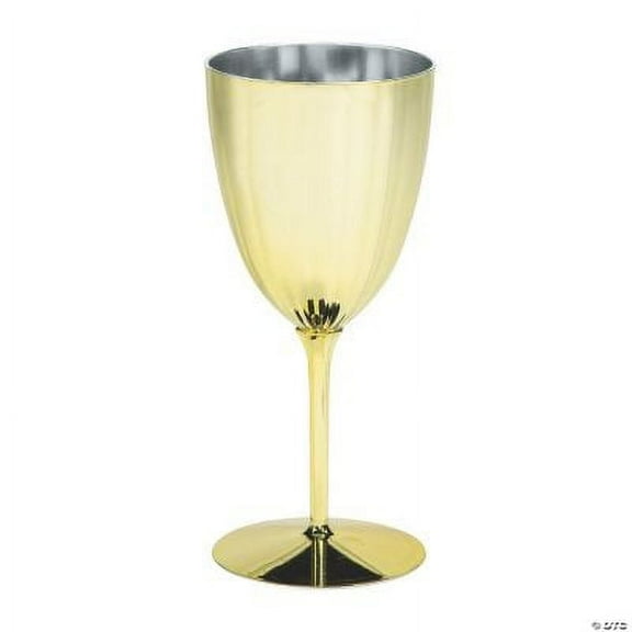 Gold Metallic Plastic Wine Glasses - Party Supplies - 12 Pieces
