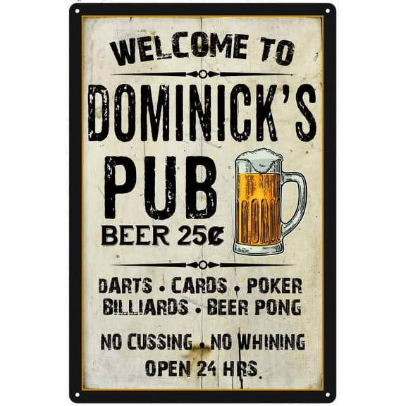 DOMINICK'S Pub Sign Vintage Man Cave Bar 8 x 12 High Gloss Metal 208120028489
