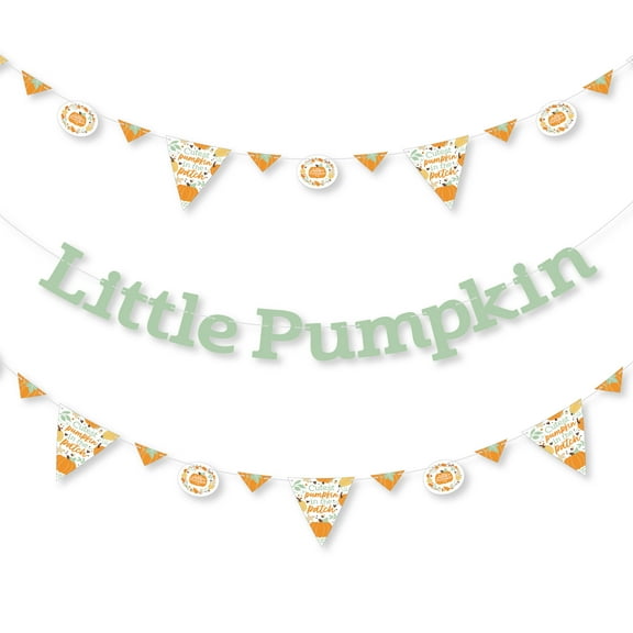 Big Dot of Happiness Little Pumpkin - Fall Birthday Party or Baby Shower Letter Banner Decoration 36 Banner Cutouts and Little Pumpkin Banner Letters
