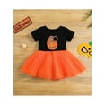 thumbnail image 2 of Seyurigaoka Baby Girl Halloween Dress Short Sleeve Round Neck Skirts Pumpkin Pattern Mesh Patchwork Holiday Party Clothing, 2 of 8