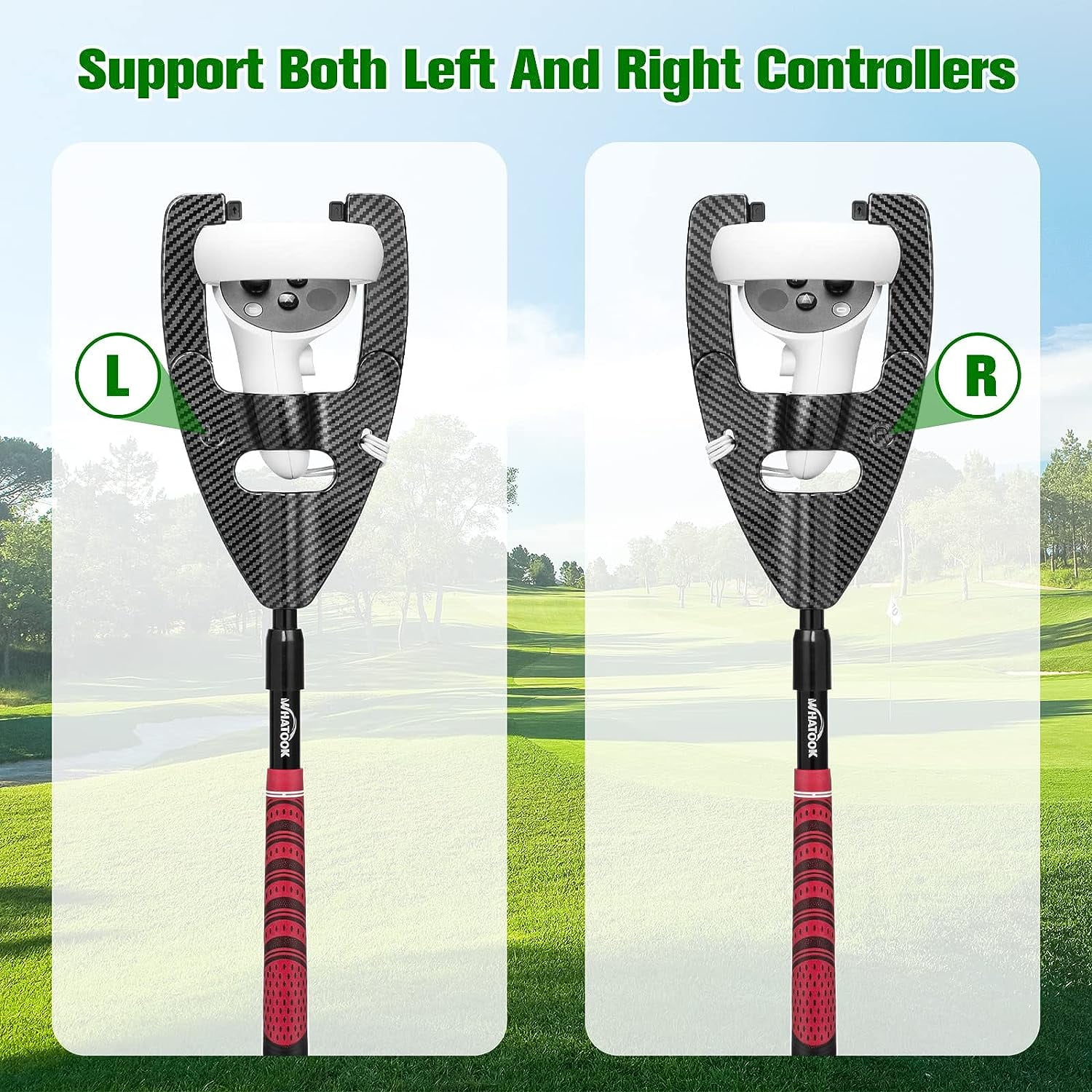 VR Golf Club for Oculus Quest Rift S: Realistic Grip Handle Attachment  for Golf Game: Meta Quest Adjustable Length Controller Accessories:
