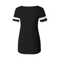 thumbnail image 6 of Ichuanyi Womens Tops, Summer Fashion Womens Stripe Splicing T-Shirts V-Neck Casual Short Sleeves Casual Tops, 6 of 8