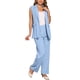 thumbnail image 4 of INSPIRAR CHIC Conjunto de 2 Piezas para Mujeres, Outfits Casuales, Blazer Sin Mangas y Pantalones Anchos Elegantes, Talla L Azul, 4 of 6