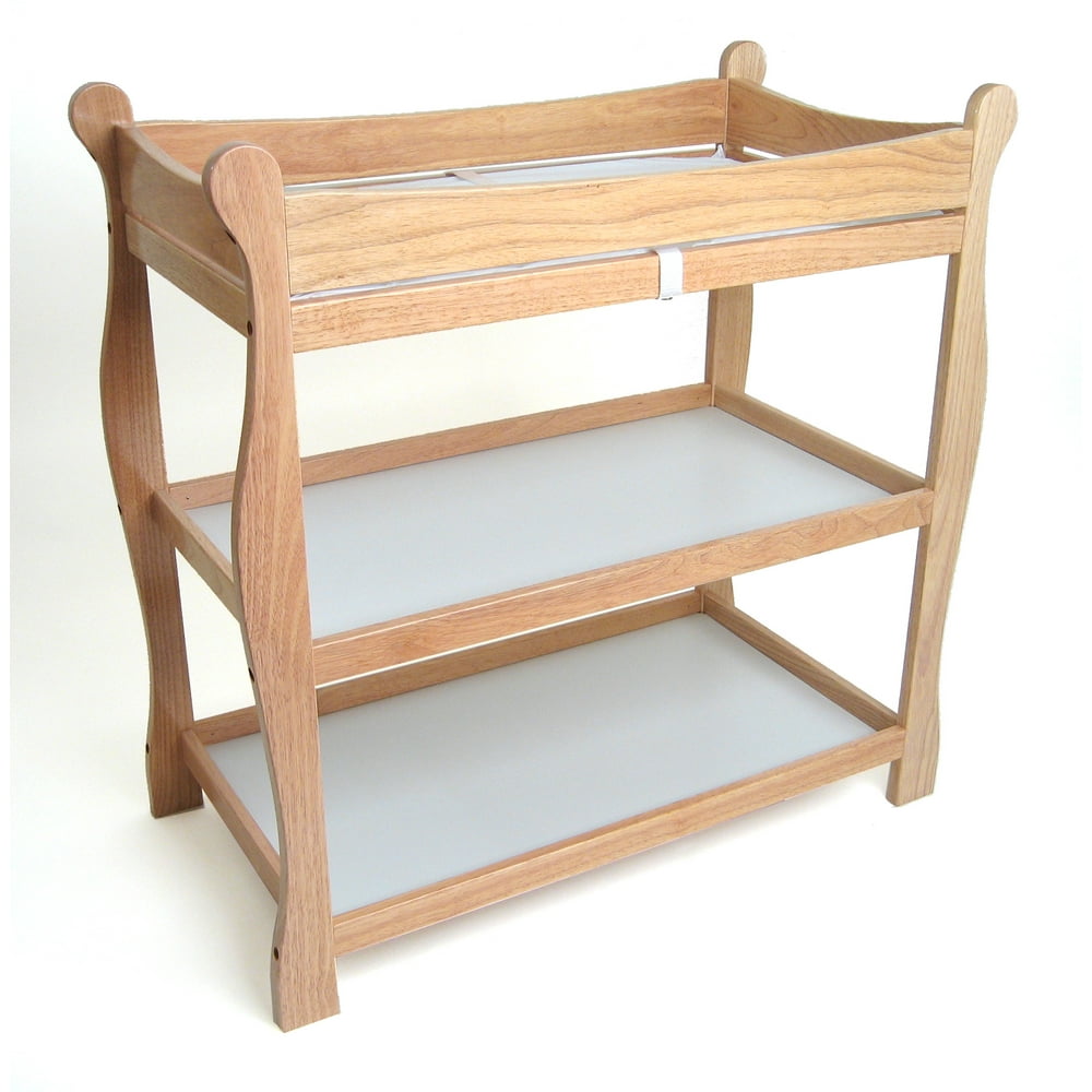 Badger Basket Sleigh Style Baby Changing Table, Natural, Includes Pad