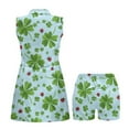 thumbnail image 5 of COEQINE Shamrock and Ladybird Light Blue Print Women's Golf Dress for St. Patrick's Day Elastic Washable Athletic Dresses with Shorts 2 Pockets Sleeveless Workout Outfits, M, 5 of 7