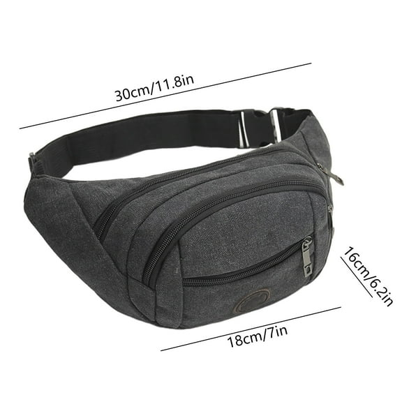 Gallickan Canvas Crossbody Bag, Waist Pack for Men Women Outdoors Workout Running Cycling Phone Fanny Pack, Black