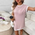 thumbnail image 5 of Warop Women's Casual Dress, Solid Color Round Neck with Color Block Short Sleeve and Pocket, Summer Short Length for Daily Wear and Outdoor, 5 of 8