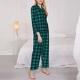 thumbnail image 3 of Hirioo Teal On Black Plaid for Women's Pajama Sets 2 Piece Pjs Women's Long-Sleeved Pajama Set Button Down Sleepwear,S-XXL-Medium, 3 of 7