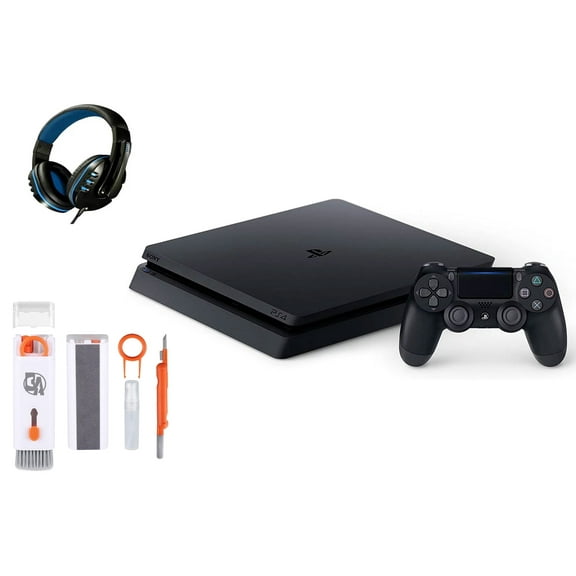 Pre-Owned Sony 2215B PlayStation 4 Slim 500GB Gaming Console Black, Headset With BOLT AXTION Cleaning Kit Bundle
