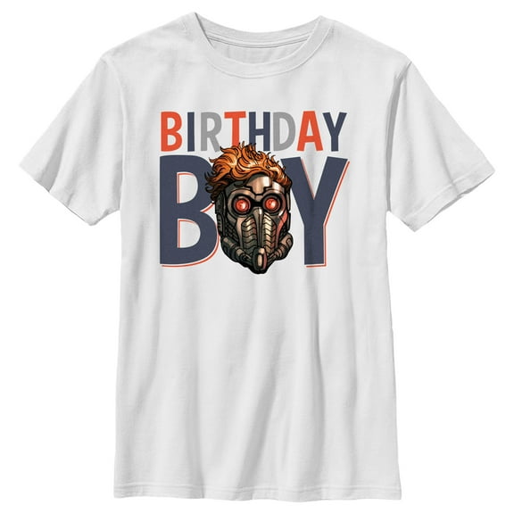 Boy's Guardians of the Galaxy Birthday Boy Star-Lord  Graphic Tee White Medium