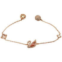 Swarovski Rose Gold-Tone Plated Pink Swan Bracelet, Size Large