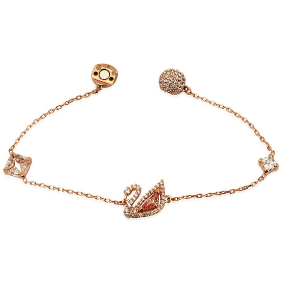 Swarovski Rose Gold-Tone Plated Pink Swan Bracelet, Size Large