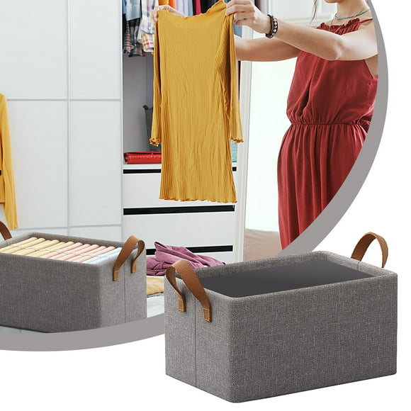 Vrorvz Foldable Storage Basket with Steel Frame Support for Closet Organization Cloth Storage Bin with Handles Large Capacity for Clothes Toys Towels Magazines