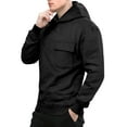 thumbnail image 4 of Handshe Men's Pullover Hoodie, Solid Color Loose Fit with Patch Pockets, Casual French for Everyday Wear, 4 of 4