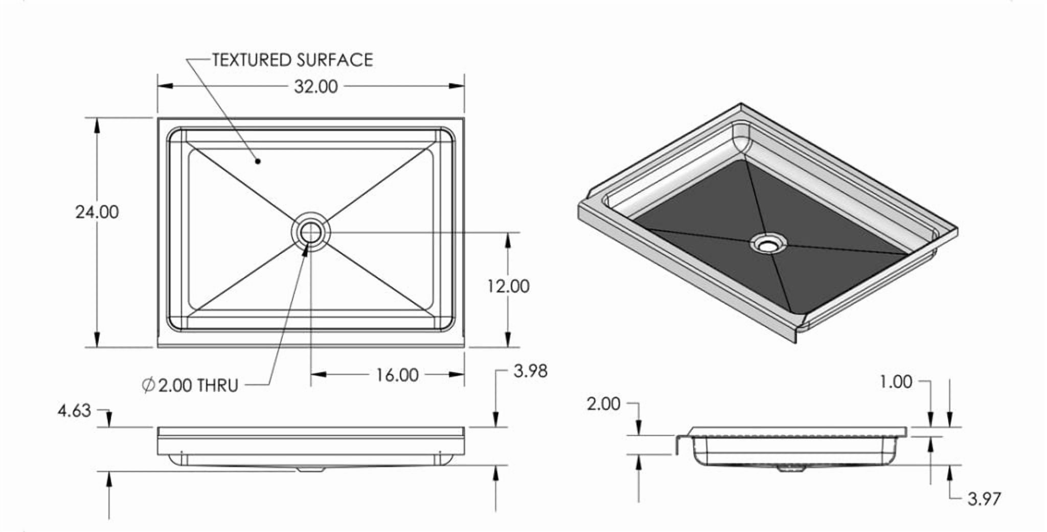 Bri-Rus Spec SP2432WC White 24in x 32in Shower Sink