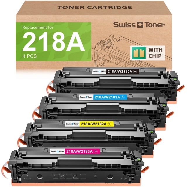 Cartuchos de tóner swiss toner 218A, paquete de 4 para HP 218X 218A