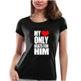 thumbnail image 1 of Pompotops T-Shirt Décontracté Femme Manches Courtes Imprimé Col Rond Saint-Valentin, 1 of 3