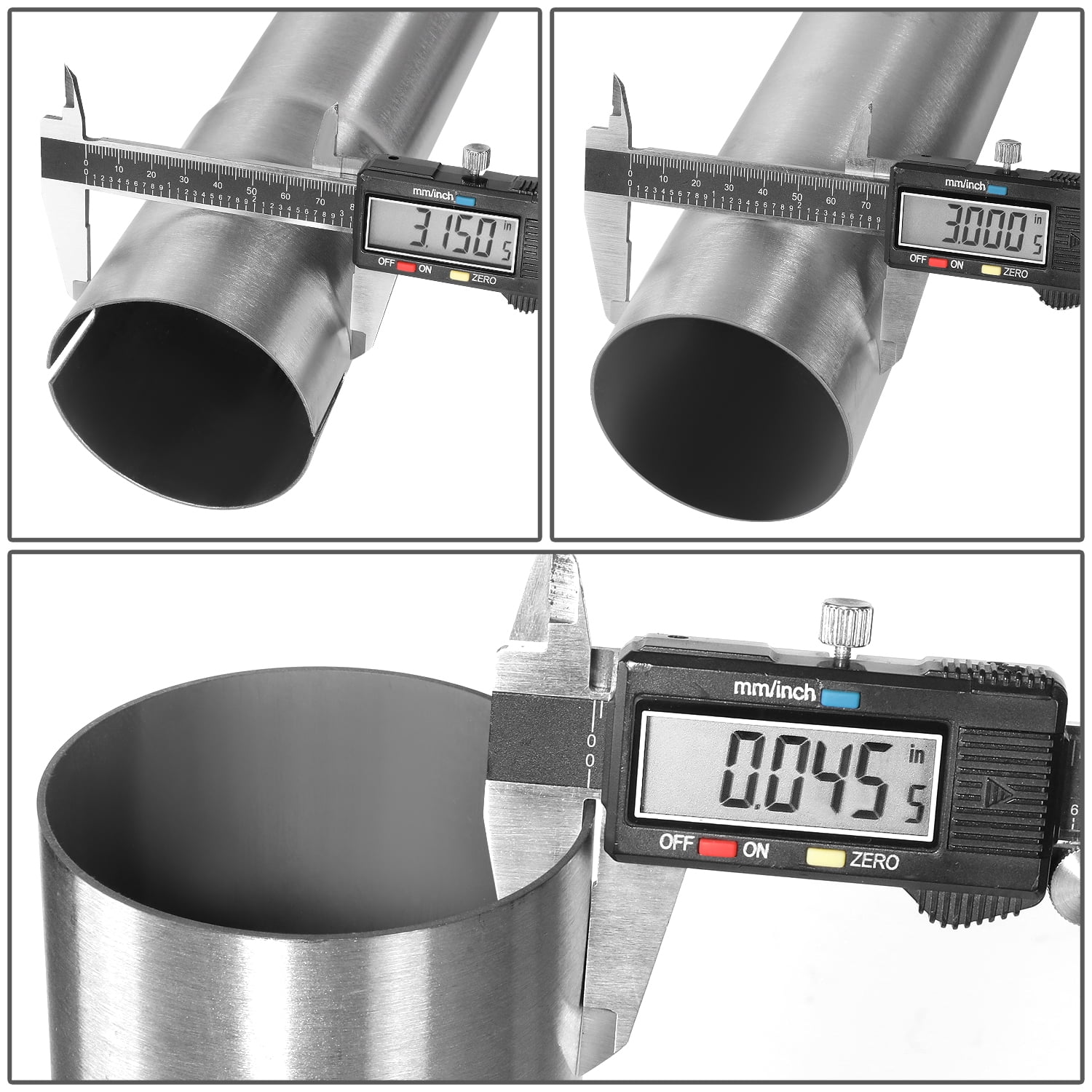 DNA Motoring 4Pcs 3" OD Custom 18" Long Polished Stainless Steel Straight Exhaust Pipe