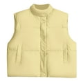 thumbnail image 4 of Daznico Winter Sleeveless Quilted Down Vest with Stand Collar Short for Warmth Outerwear,Womens Vest,M, 4 of 5