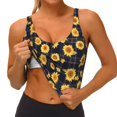 thumbnail image 3 of Fotbe Royal Blue Plaid Sunflower Sujetador Deportivo Largo sin Aros para Mujer con Almohadillas y Soporte Medio, Transpirable y Absorbente, Camiseta Tipo Chaleco o Tank Top-Medium, 3 of 8