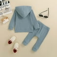 thumbnail image 5 of Toddler Kids Boys Autumn Winter Button Front Long Sleeve Stretch 6M 1T 2T 3T 4T 5T Hooded Top Pants Set 2-Pieces, 5 of 9