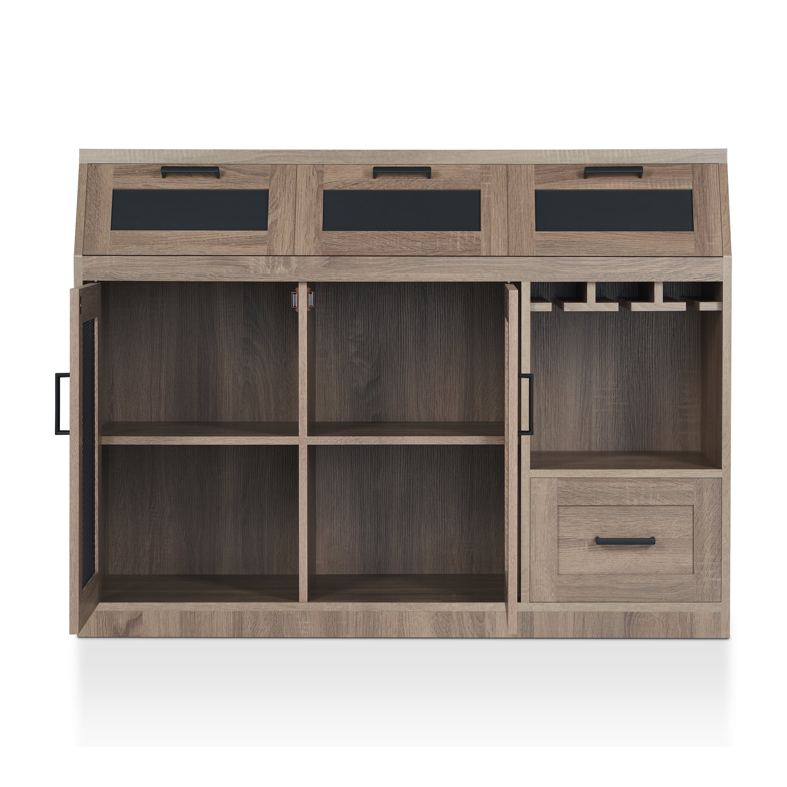Furniture of America Michigan Multi-Storage Dining Buffet, Chestnut Brown