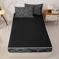 thumbnail image 4 of Homewish Gothic Halloween Bat Damask Zipper Twin Comforter Sets with Fitted Sheet and 2 Pillowcases,Vintage Damask Print Zipper Bedding Set,Black Gray,Black Reversible,4-Piece, 4 of 7