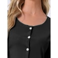thumbnail image 5 of DARING DIVA Long Sleeve Side Bow Button Down Ruffle Hem Pajama Set S Black, 5 of 7