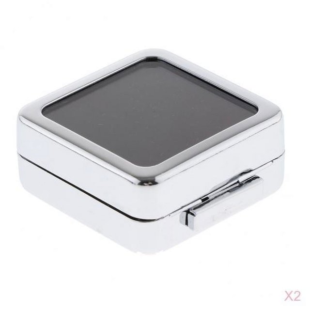 2x Caja De De Joyería De Metal Organizador De Joyería De Caja De Diamante Suelto Plata Polaca