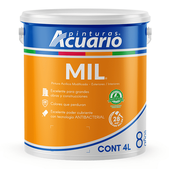 Pintura Pinturas Acuario Mil 4 Litros Blanca 8 Años